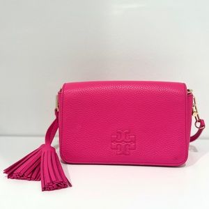 Tory Burch Pink Gold Pebbled Women’s Crossbody Bag with Adjustable Strap